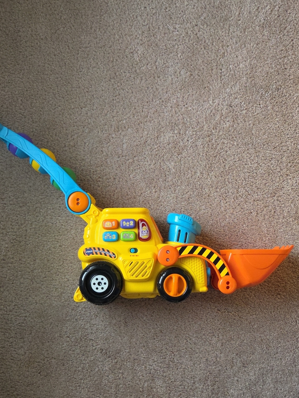 Yellow and Orange Push Toy Bulldozer for Kids